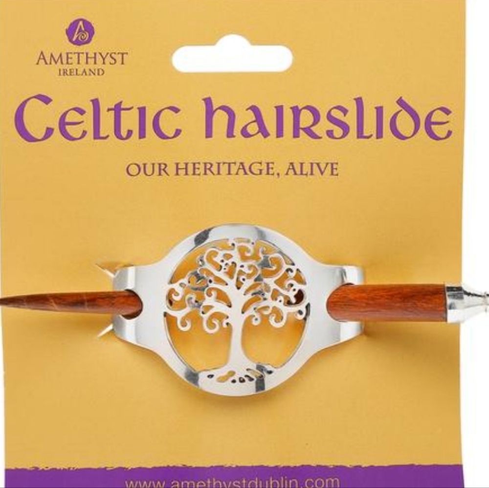NWT Amethyst Dublin Silver Tree Of Life Hairslide Made in Ireland